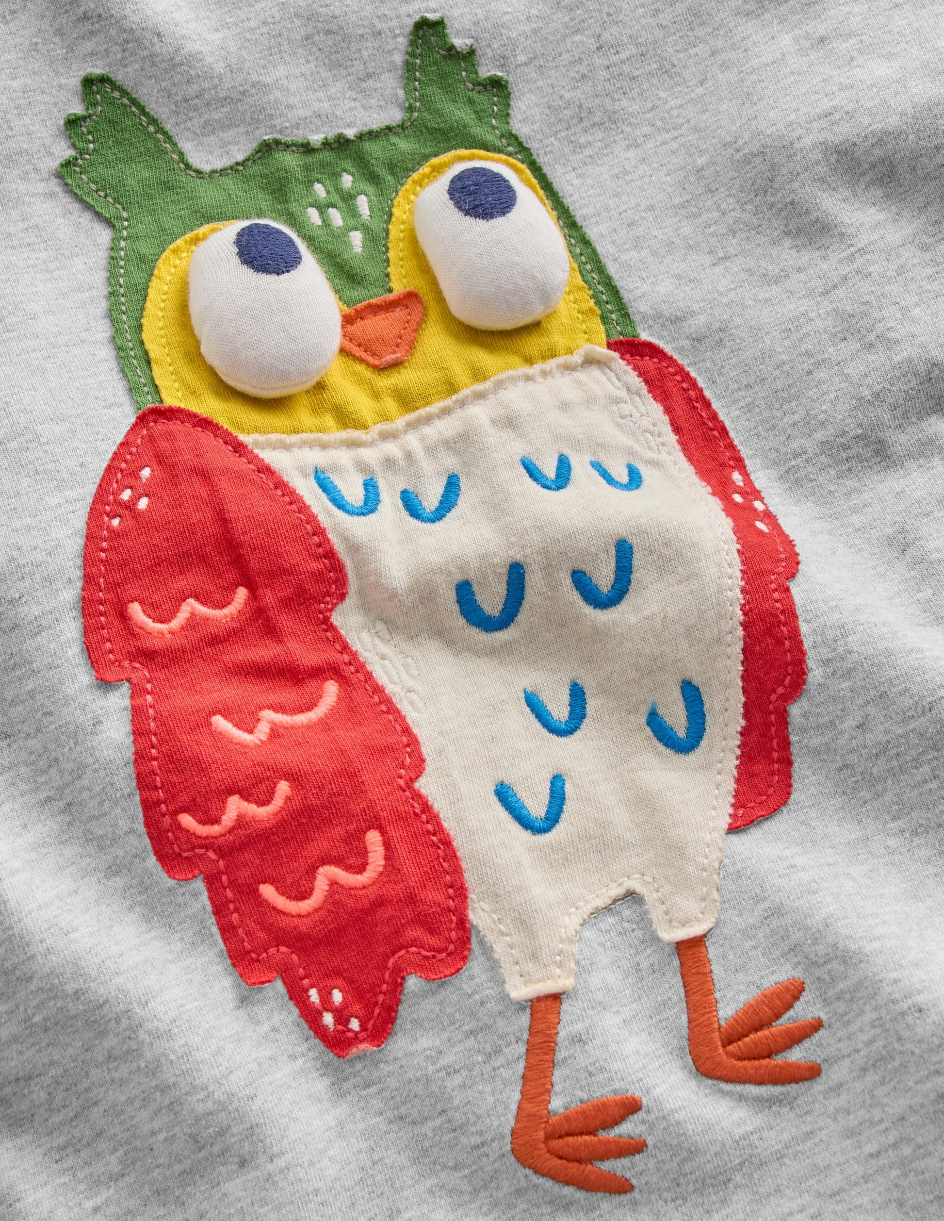 Originelles, langärmliges 3D-T-Shirt-Grau Eule-3