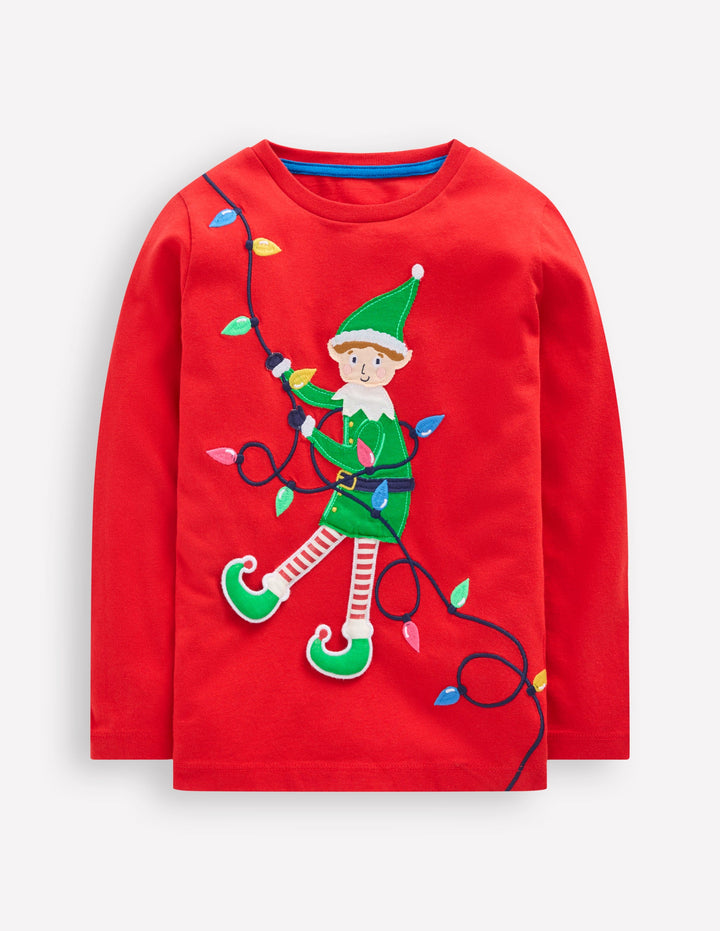 Originelles, langärmliges 3D-T-Shirt-Marsrot Elf