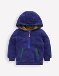 Fleece-Kapuzenjacke mit Halbreißverschluss-Steuerbordblau