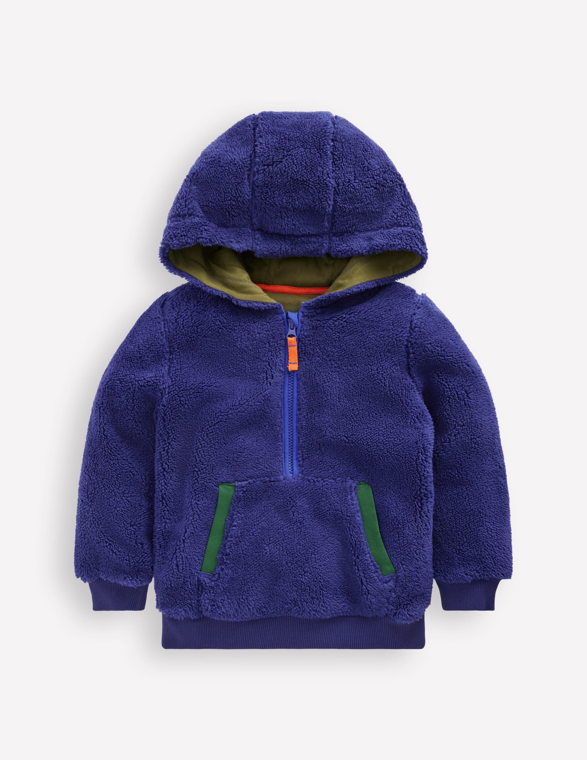 Fleece-Kapuzenjacke mit Halbreißverschluss-Steuerbordblau - Image 1