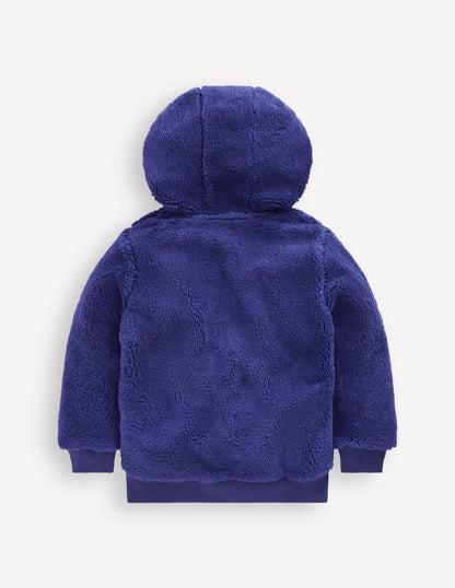 Fleece-Kapuzenjacke mit Halbreißverschluss-Steuerbordblau-2