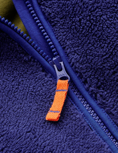 Fleece-Kapuzenjacke mit Halbreißverschluss-Steuerbordblau-3