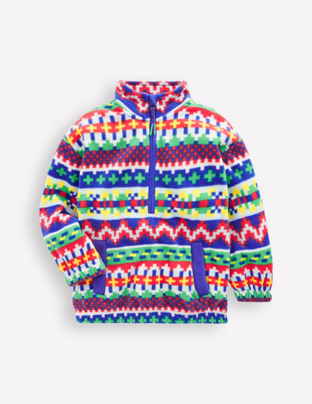 Fleecepullover mit Fair-Isle-Muster-Bunt Fair-Isle