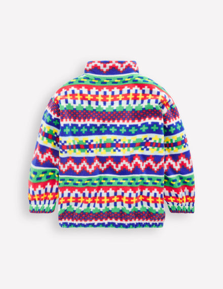 Fleecepullover mit Fair-Isle-Muster-Bunt Fair-Isle