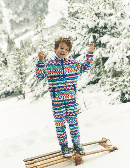 Gemütlicher Fleecepullover mit geometrischem Muster-Bunt Fair-Isle-1