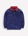 Langärmliges, elegantes Polohemd-Französisches Marineblau
