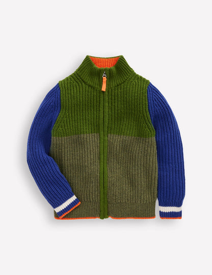 Grobstrickpullover mit Reißverschluss-GRÜN-6