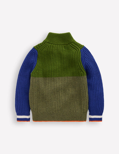 Grobstrickpullover mit Reißverschluss-GRÜN-7