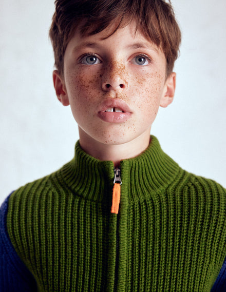 Grobstrickpullover mit Reißverschluss-GRÜN