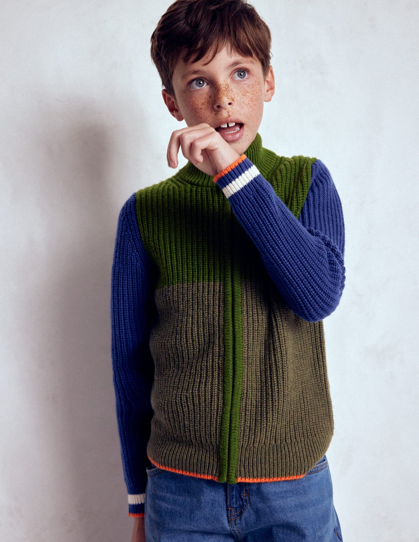 Grobstrickpullover mit Reißverschluss-GRÜN