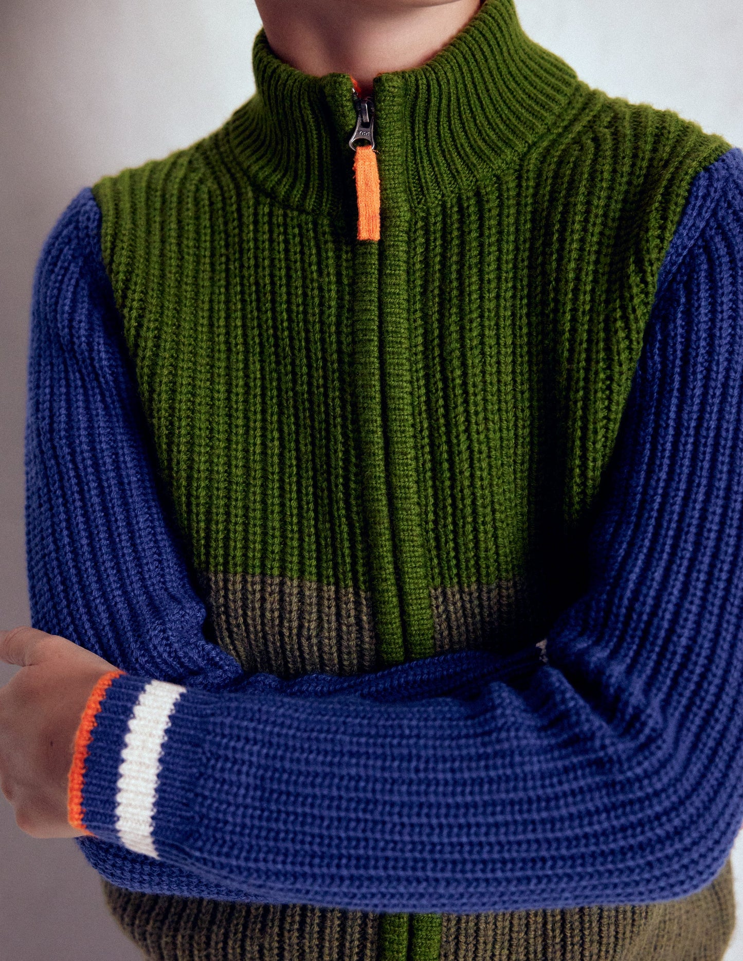 Grobstrickpullover mit Reißverschluss-GRÜN