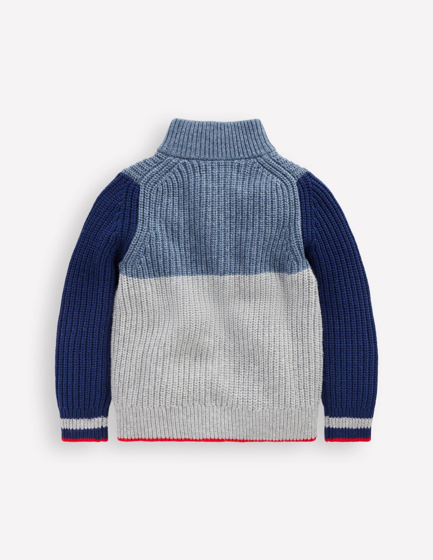 Grobstrickpullover mit Reißverschluss-Grau Meliert Blockfarben