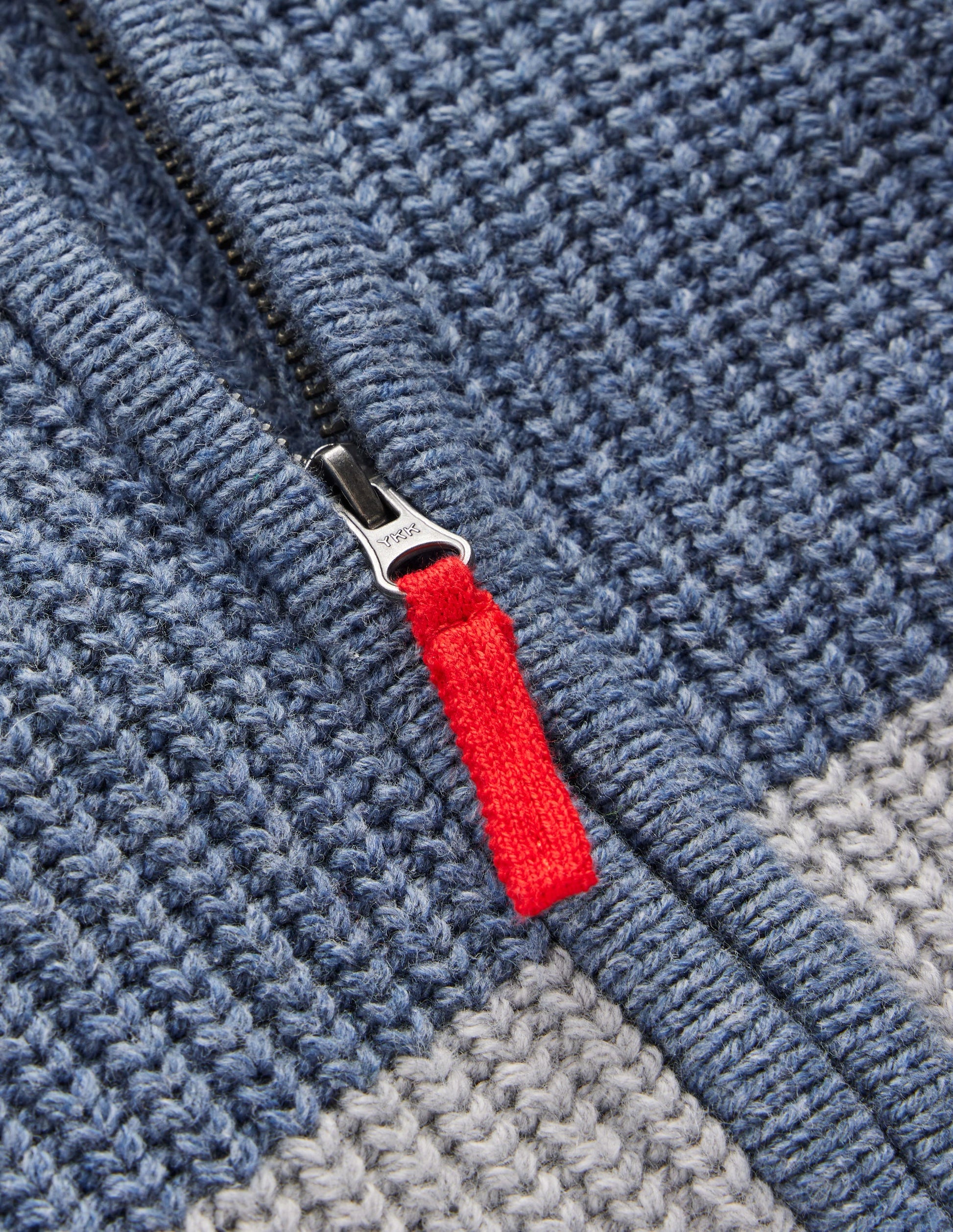 Grobstrickpullover mit Reißverschluss-Grau Meliert Blockfarben-3