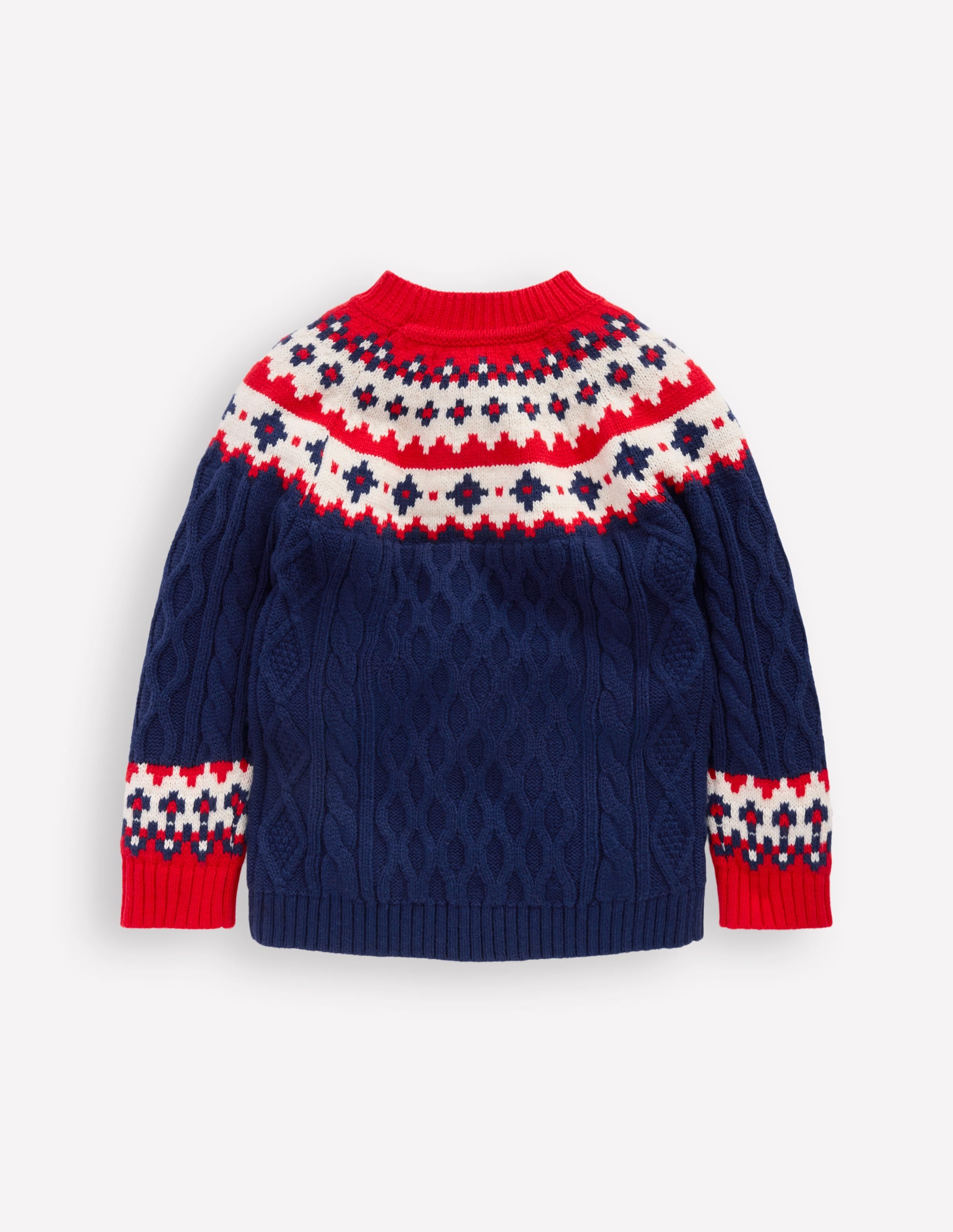 Pull à torsades et motif jacquard-Bleu médiéval - Image 2