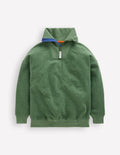 Sweatshirt mit Halbreißverschluss-Grün Meliert