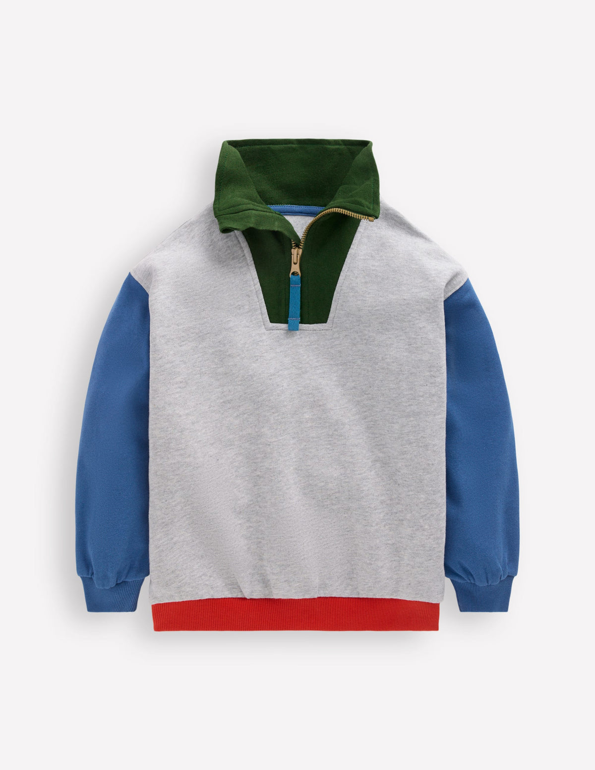 Sweatshirt mit Halbreißverschluss-Dunkelgrau, Blockfarben - Image 6