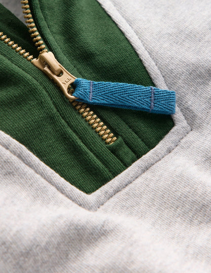 Sweatshirt mit Halbreißverschluss-Dunkelgrau, Blockfarben-8