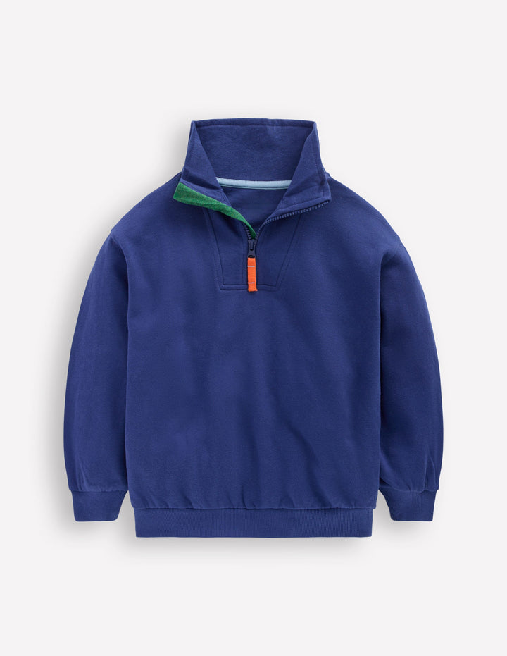 Sweatshirt mit Halbreißverschluss-Marineblau