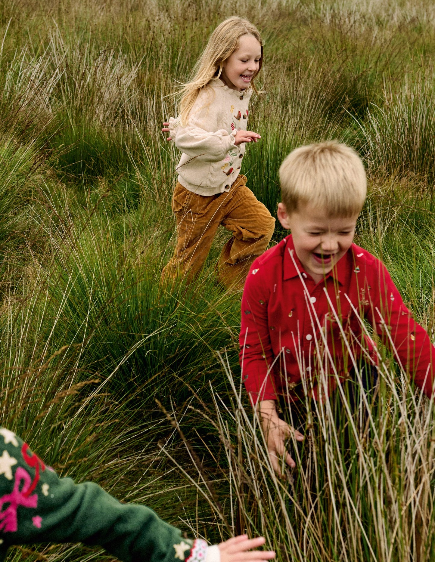 Embroidered Corduroy Shirt-Red Christmas Embroidery