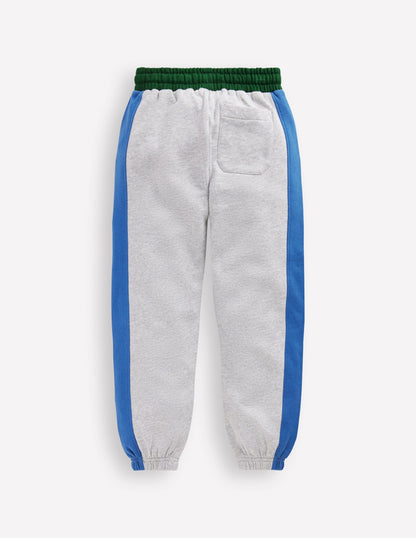 Jogginghose in Blockfarben mit Bündchen-Grau mit Blockfarben-4