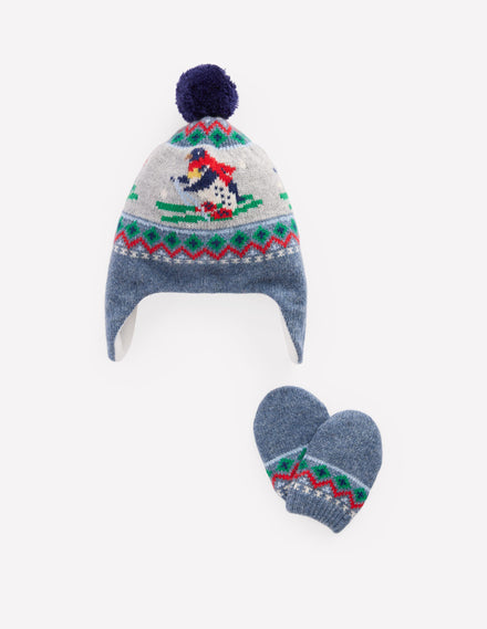 Fair-Isle-Set für Babys-Alaskablau Pinguine