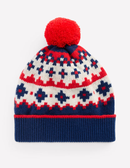 Fair-Isle-Strickmütze-Schuluniform-Navy, Fair-Isle-Muster-1