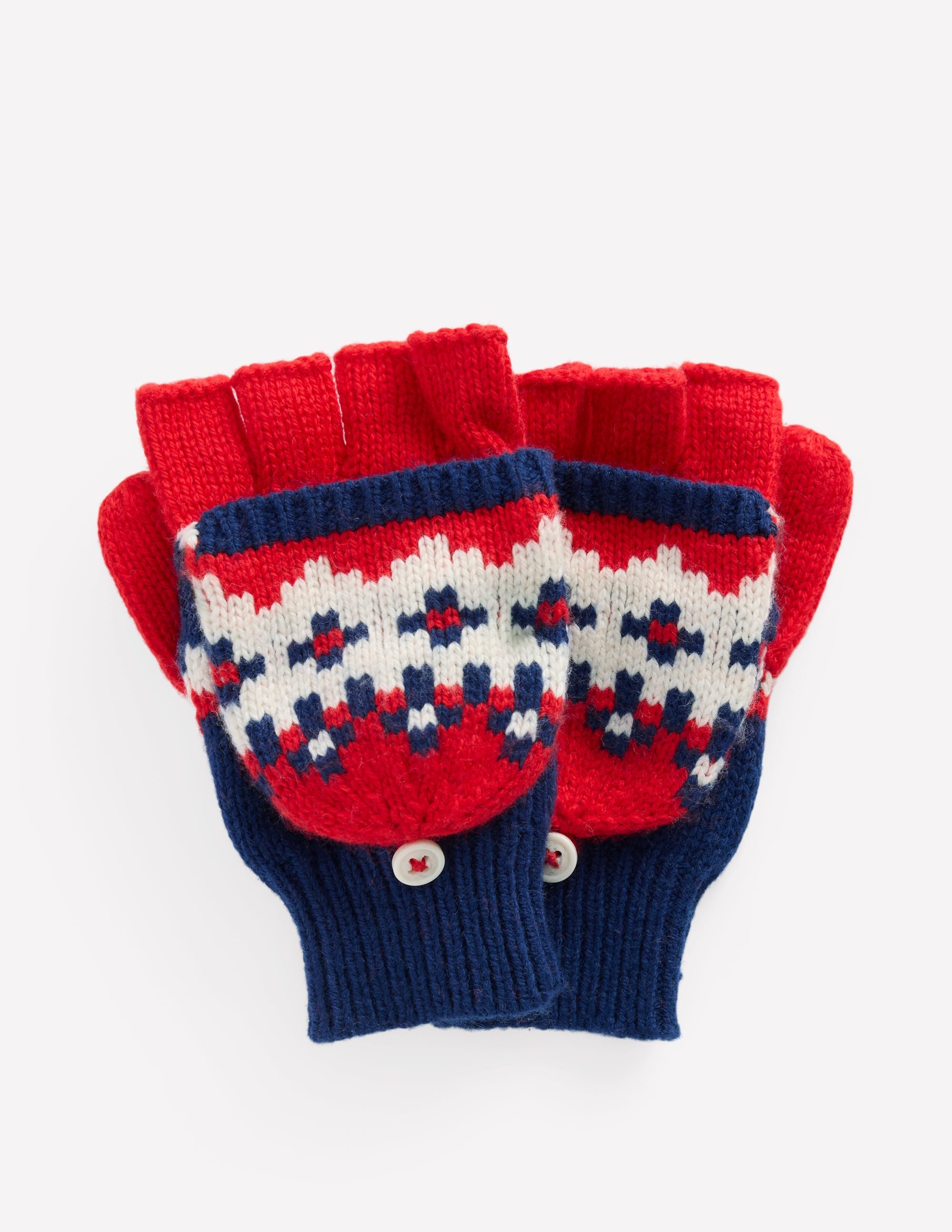 Fair-Isle-Fäustlinge-Schuluniform-Navy, Fair-Isle-Muster - Image 1