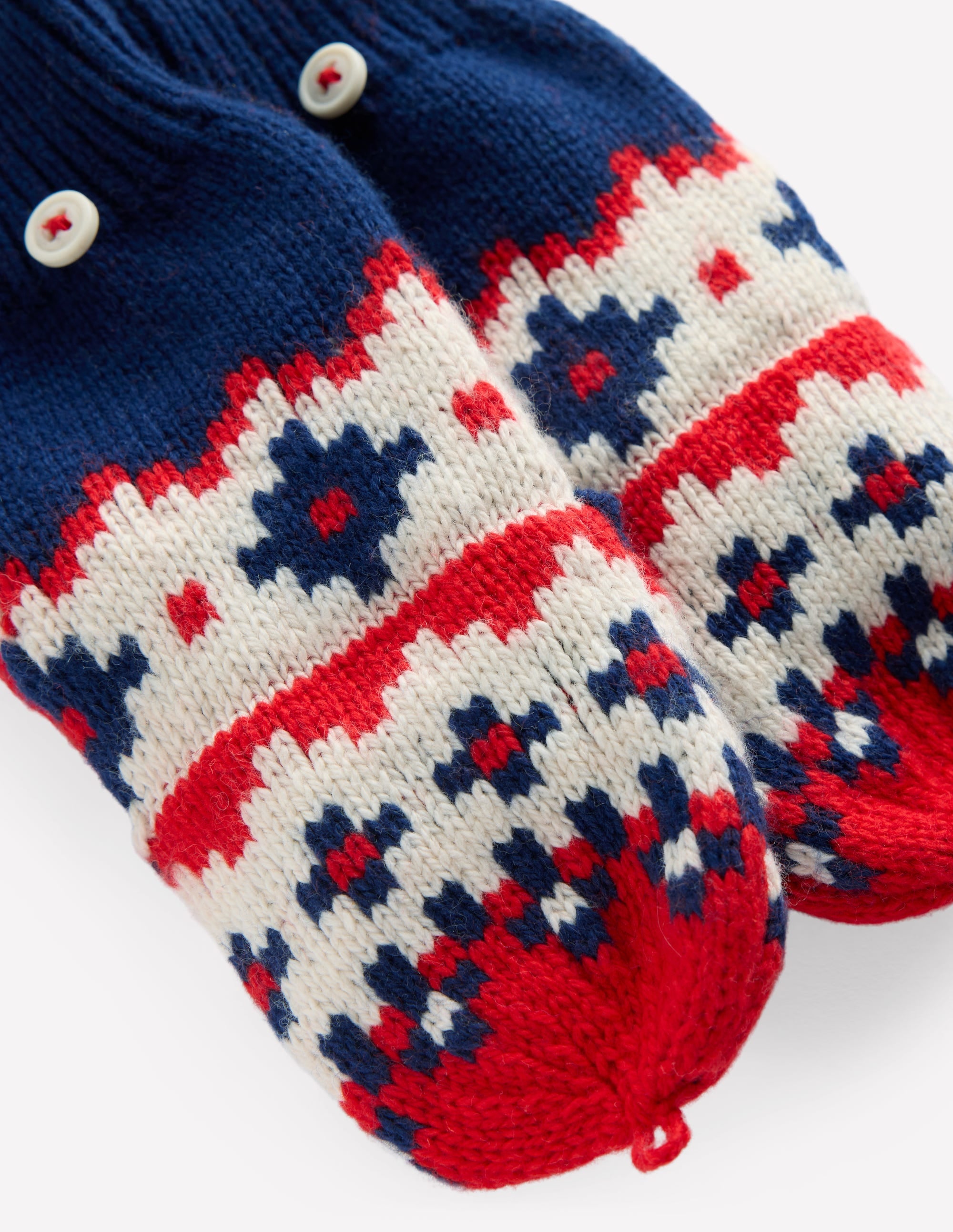Fair-Isle-Fäustlinge-Schuluniform-Navy, Fair-Isle-Muster - Image 2