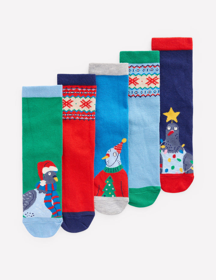 Festliche Socken im 5er-Pack-Weihnachten Tauben