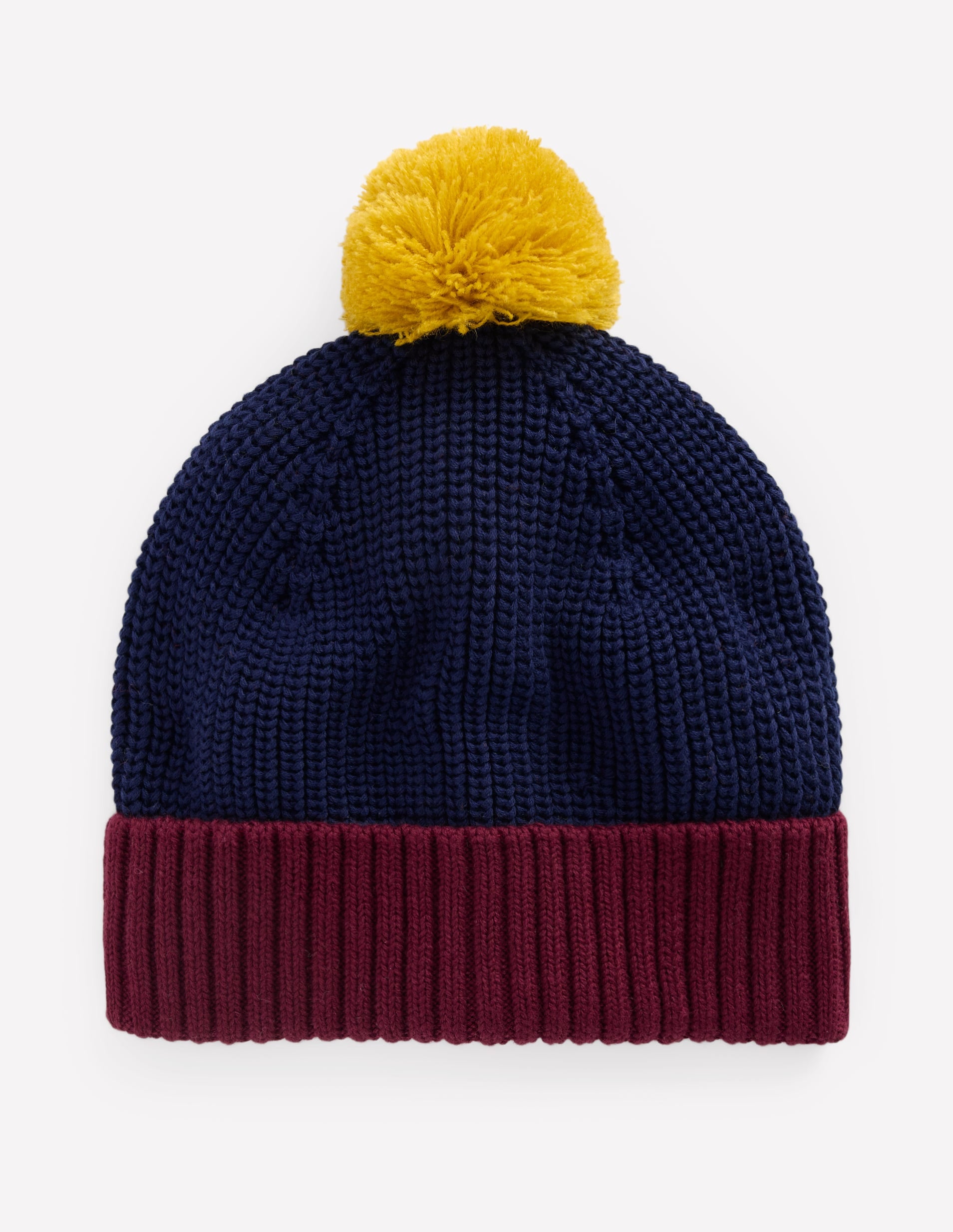 Bonnet en maille-Colourblock bleu marine universitaire-1