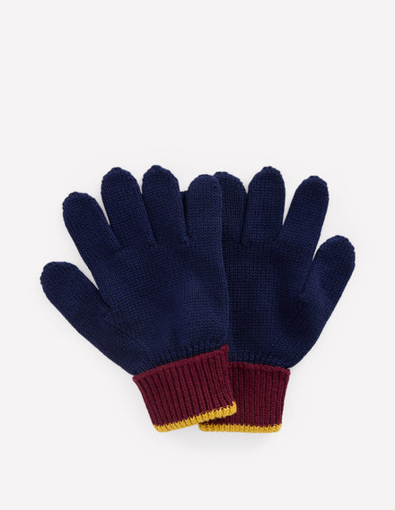 Strickhandschuhe-College Marineblau Blockfarben