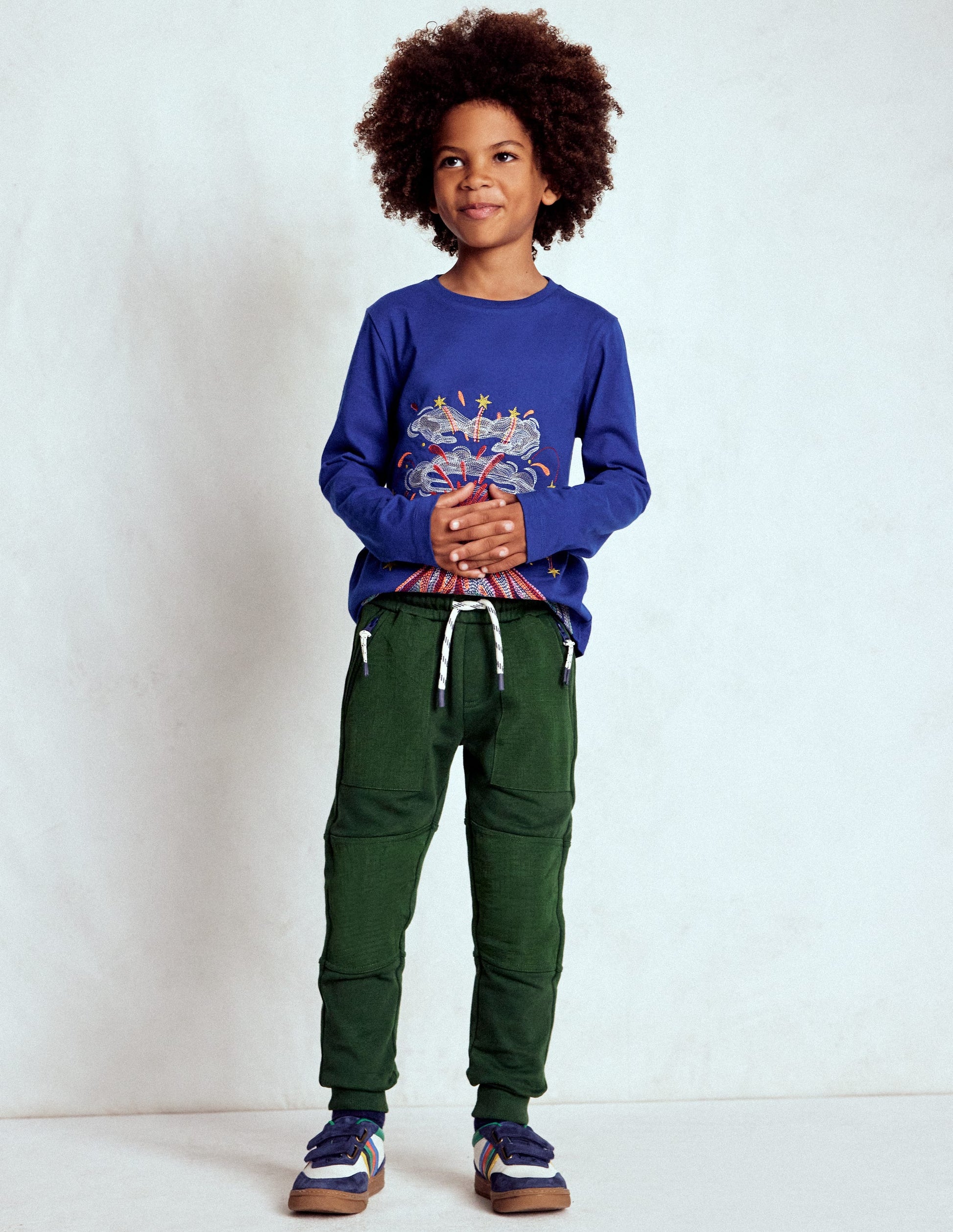 Jogginghose mit verstärktem Knie-Piniengrün, aus reißfestem Material-1