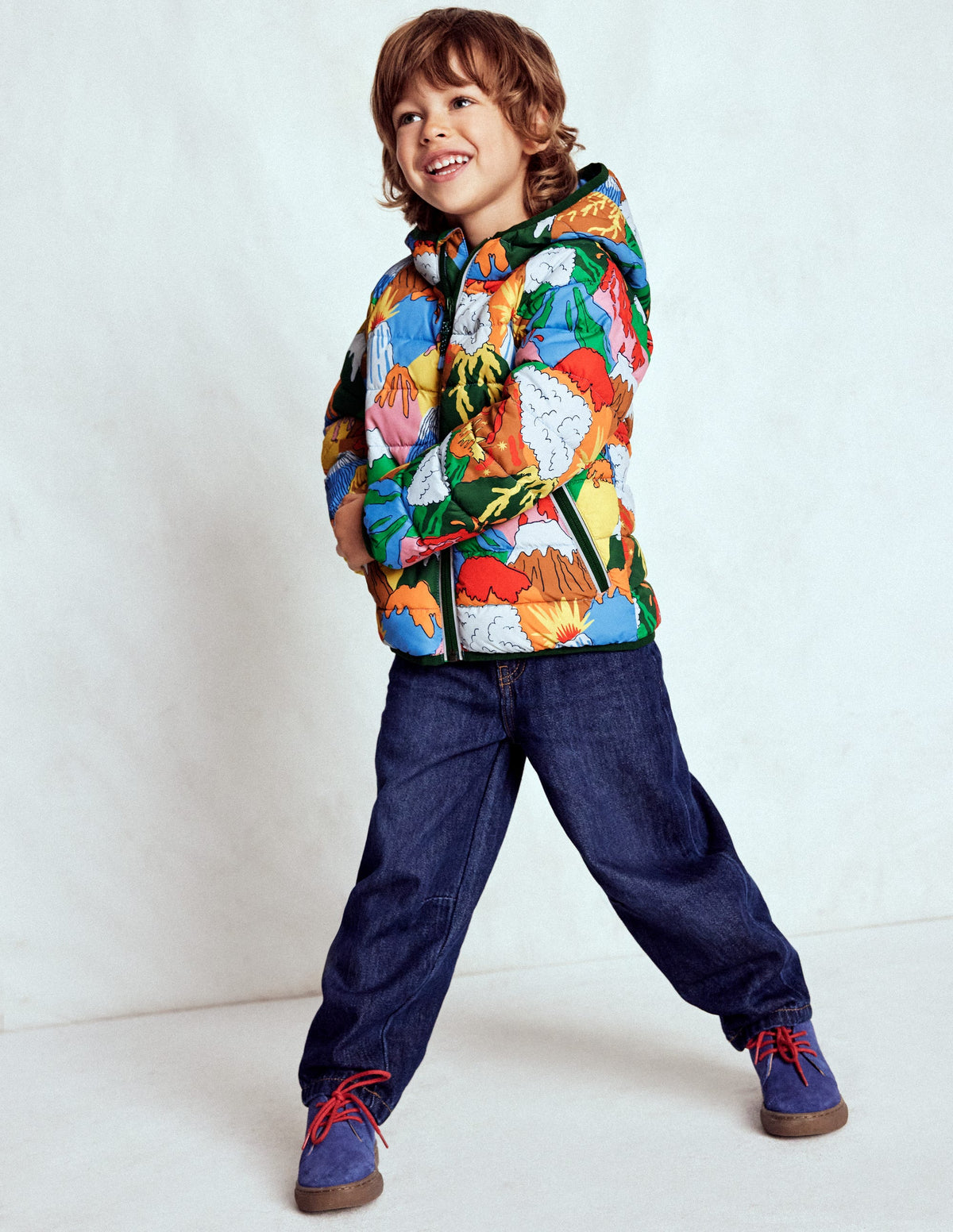 Pack-away Padded Jacket-Multi Volcanoes - Image 1