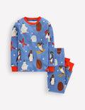 Eng anliegender, im Dunkeln leuchtender Schlafanzug-Blau Pinguine