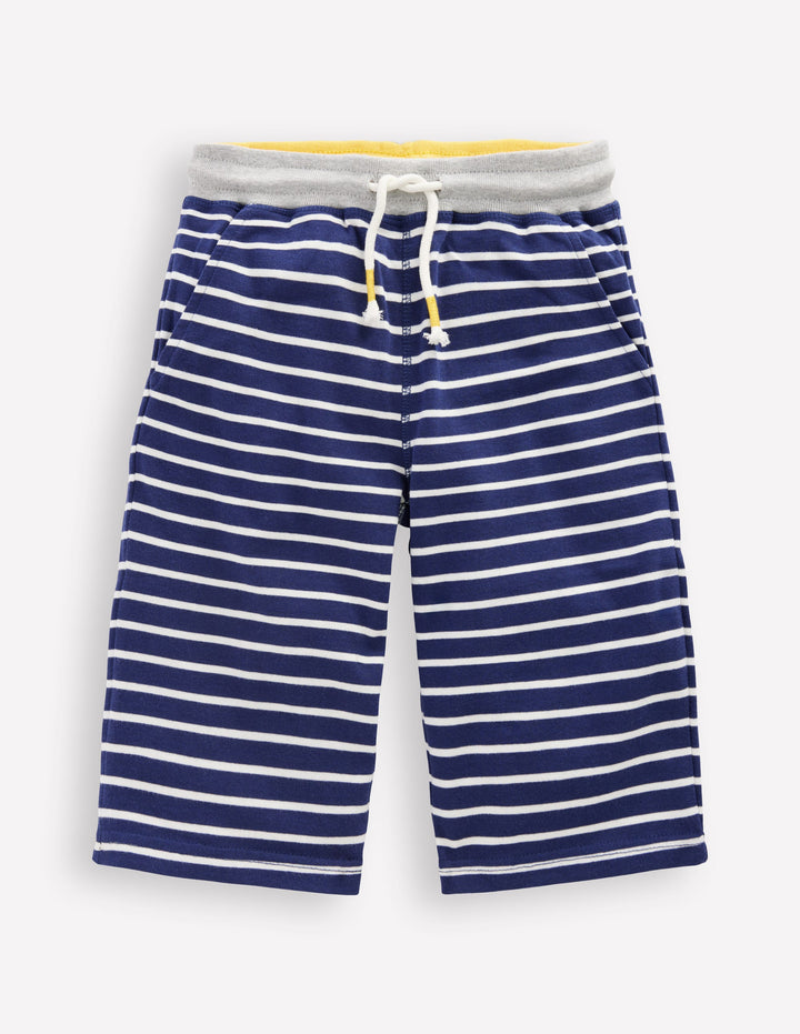Baggyshorts aus Jersey-Schuluniform-Marineblau und Naturweiß