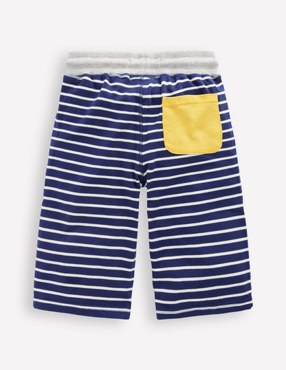 Baggyshorts aus Jersey-Schuluniform-Marineblau und Naturweiß-2