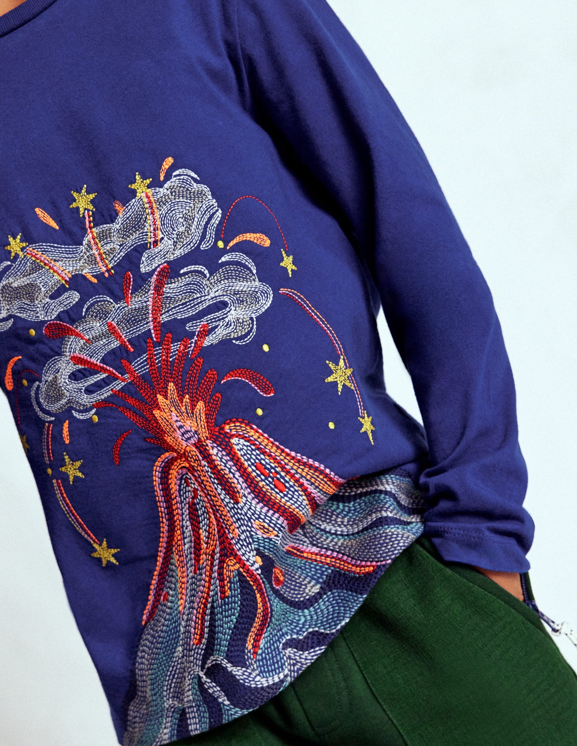 Langärmliges Superstitch-Oberteil-Bunt Vulkane-2