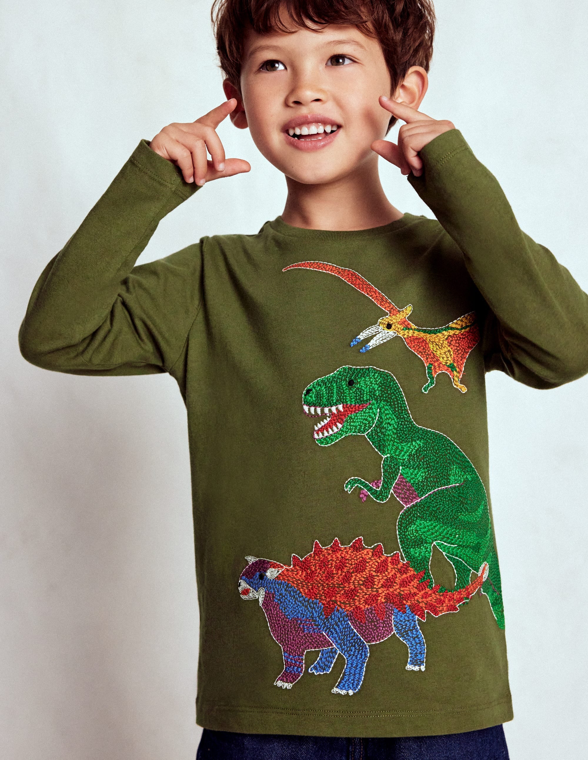 T-shirt phosphorescent à super surpiqûres-Dino mousse hivernale - Image 1
