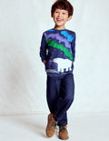 Long Sleeve Glow T-shirt-Twilight Blue Northern Lights