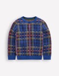 Klassischer karierter Pullover-Mittelalterliches Blau Kariert