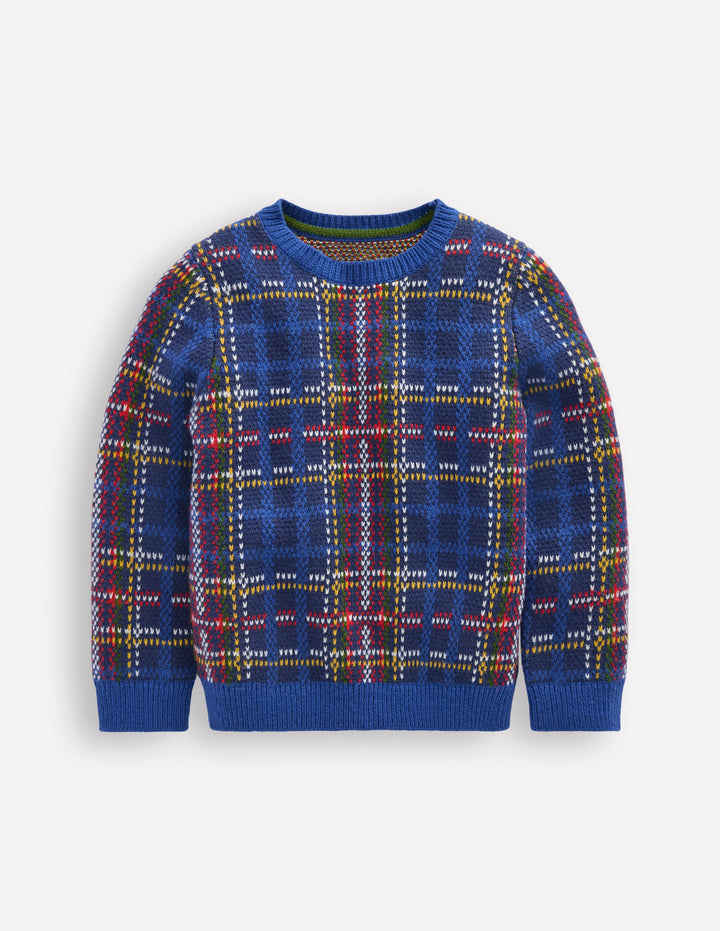 Klassischer karierter Pullover-Mittelalterliches Blau Kariert