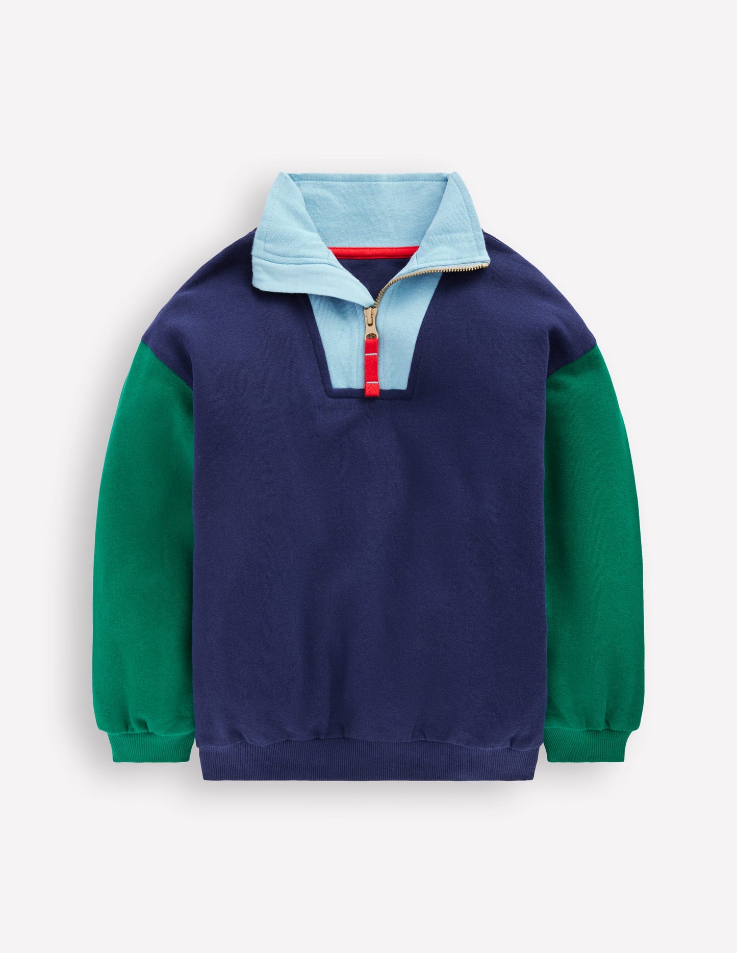 Sweatshirt mit Halbreißverschluss-Mittelalterliches Blau Blockfarben