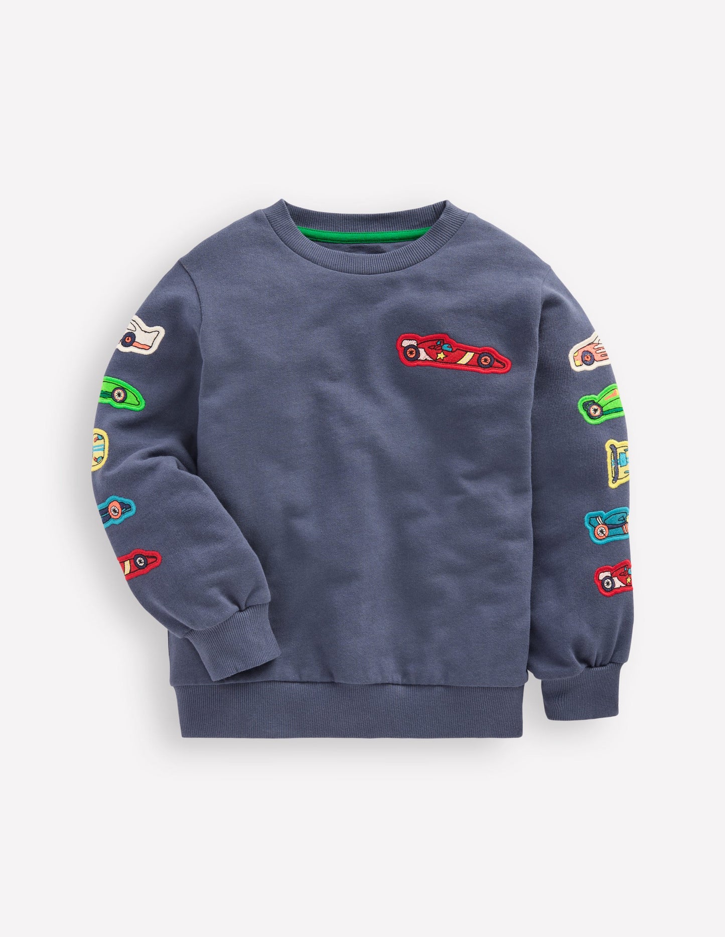 Sweatshirt mit Applikation-Vintage Indigoblau Autos