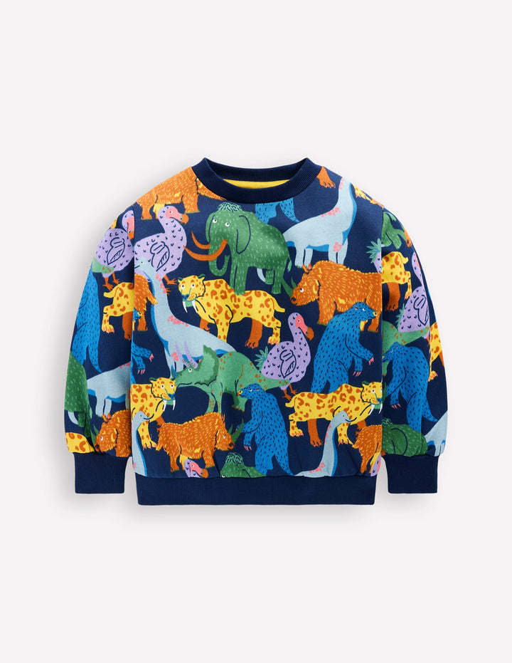 Bedrucktes Sweatshirt für den Alltag-Prähistorische Tiere