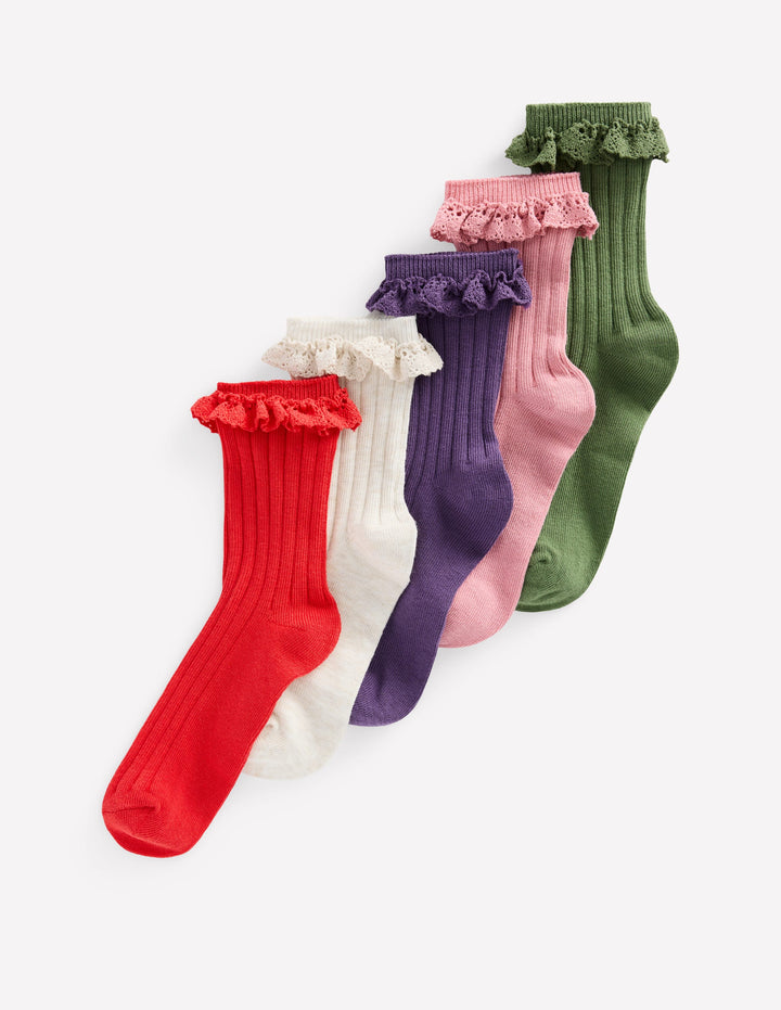 Rüschensocken im 5er-Pack-Herbst Bunt