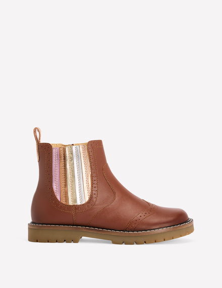 Chelsea-Stiefel aus Leder-Braun Metallic