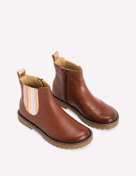 Chelsea-Stiefel aus Leder-Braun Metallic
