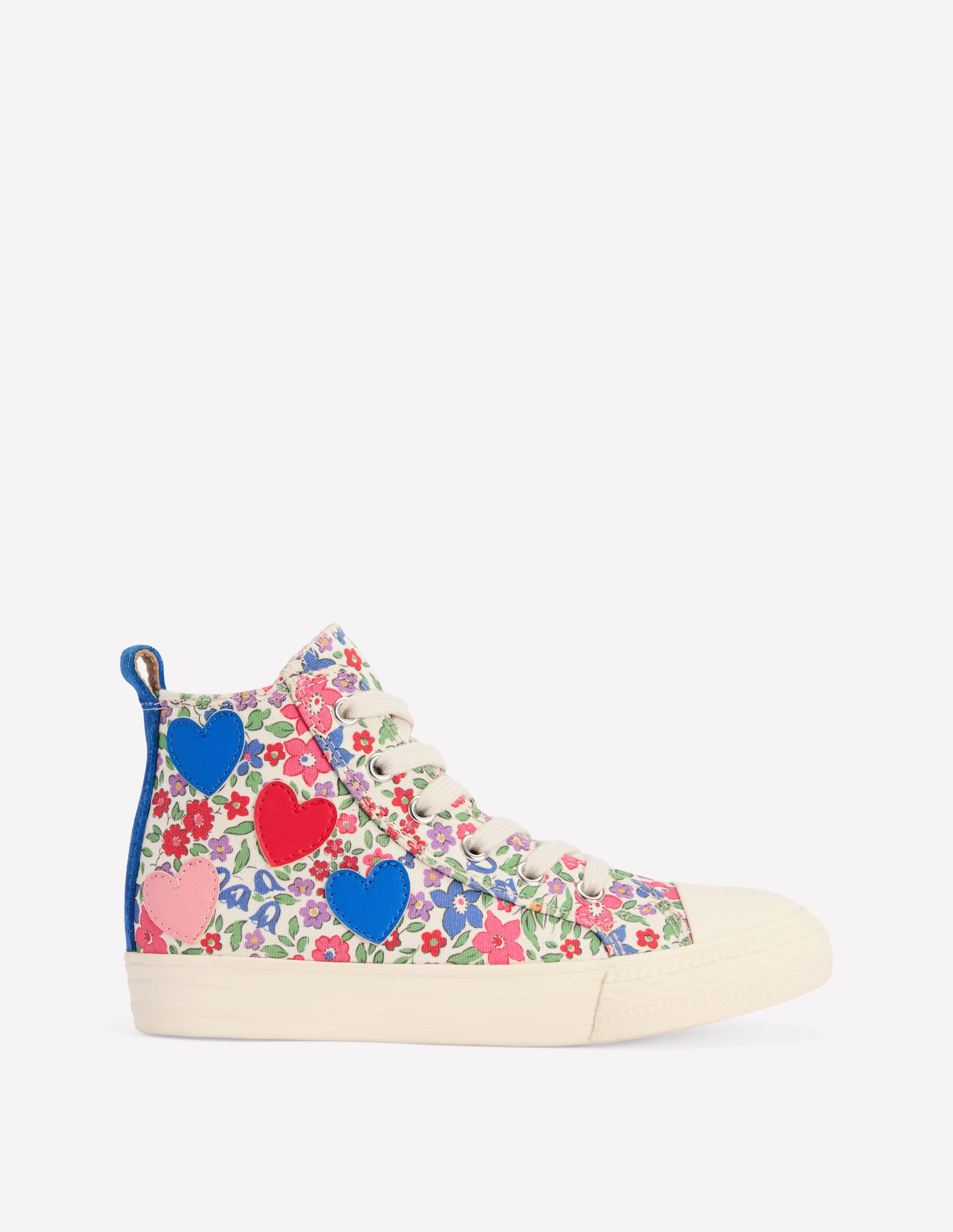 Hochgeschnittene Canvas-Sneaker-Blumenmuster Herzen - Image 1
