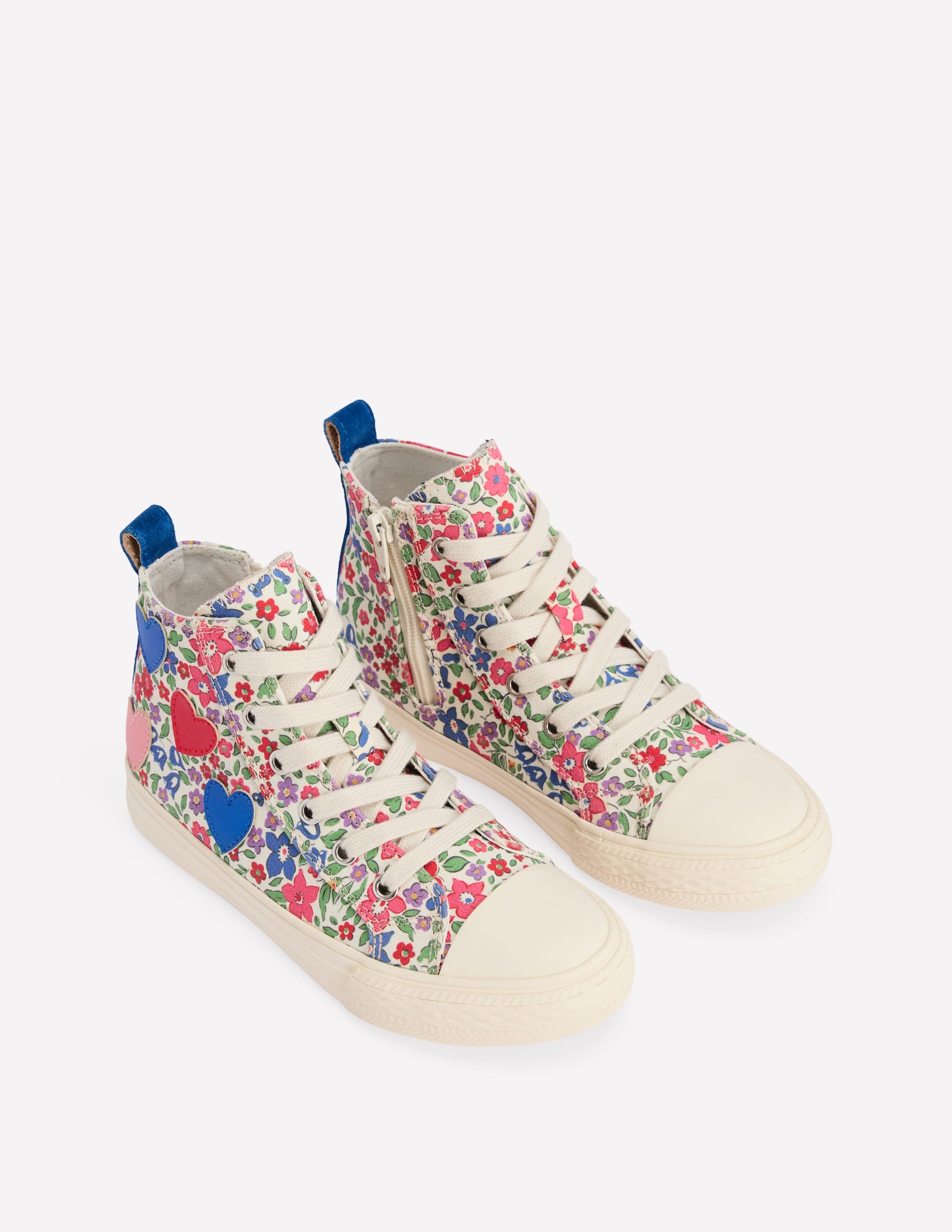 Hochgeschnittene Canvas-Sneaker-Blumenmuster Herzen - Image 2
