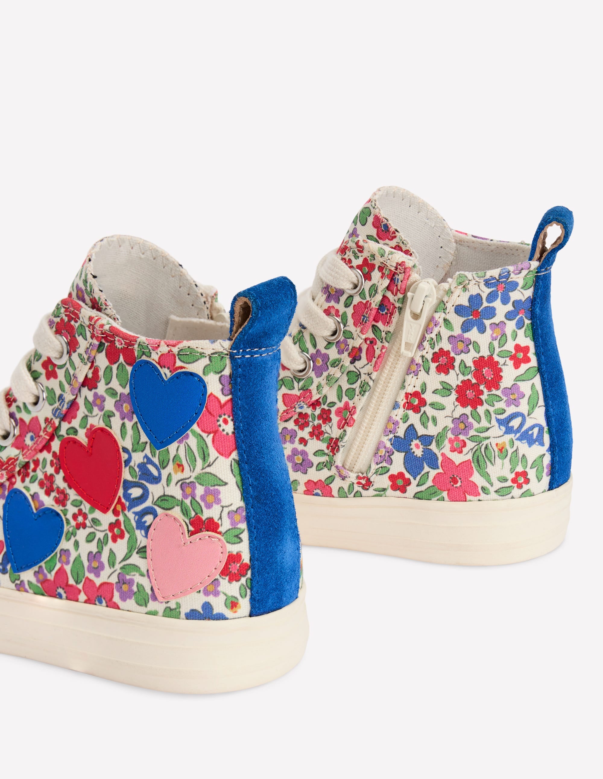 Hochgeschnittene Canvas-Sneaker-Blumenmuster Herzen - Image 3